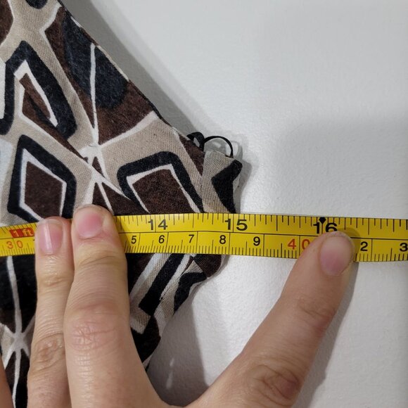 Planet Brown Geometric Print Fit and Flare Midi Dress Adjustable Spaghetti Strap - Picture 11 of 12